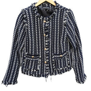 Women's Blazer Tweed Plaid Blazer Work Career Corporate Office Preppy Plaid M